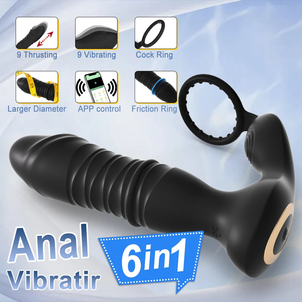 Wireless Bluetooth Telescopic Ring Dildo Vibrator