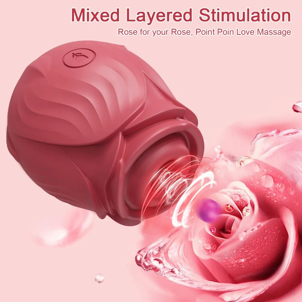 Women Nipple Massager Rose-Sucking Vibrator for Clitoral Vacuum Stimulator Vibrating Female Masturbator Sex Toys for Adults