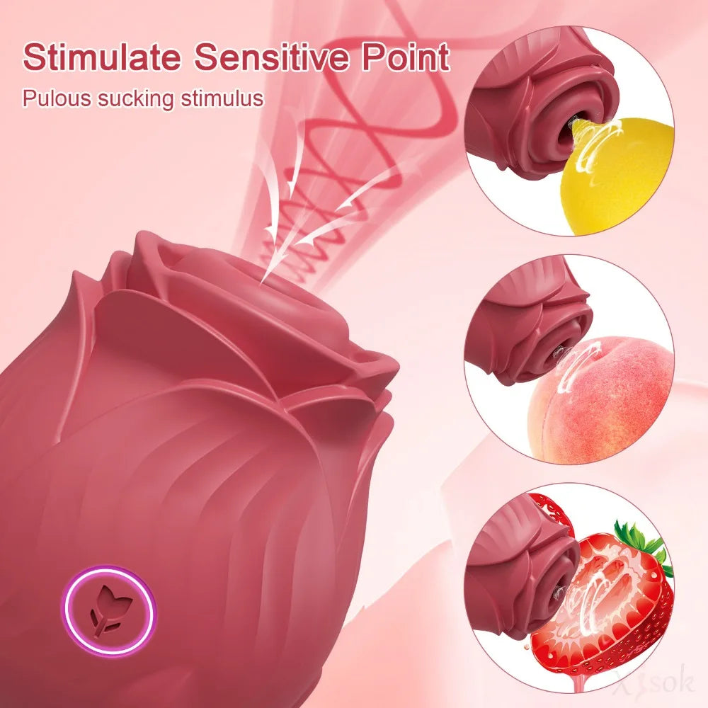 Women Nipple Massager Rose-Sucking Vibrator for Clitoral Vacuum Stimulator Vibrating Female Masturbator Sex Toys for Adults