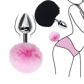 Detachable Anal Plug Real Bunny tail Smooth Touch Metal Butt Plug Tail Erotic BDSM Sex Toys for Woman Couples Adult Games