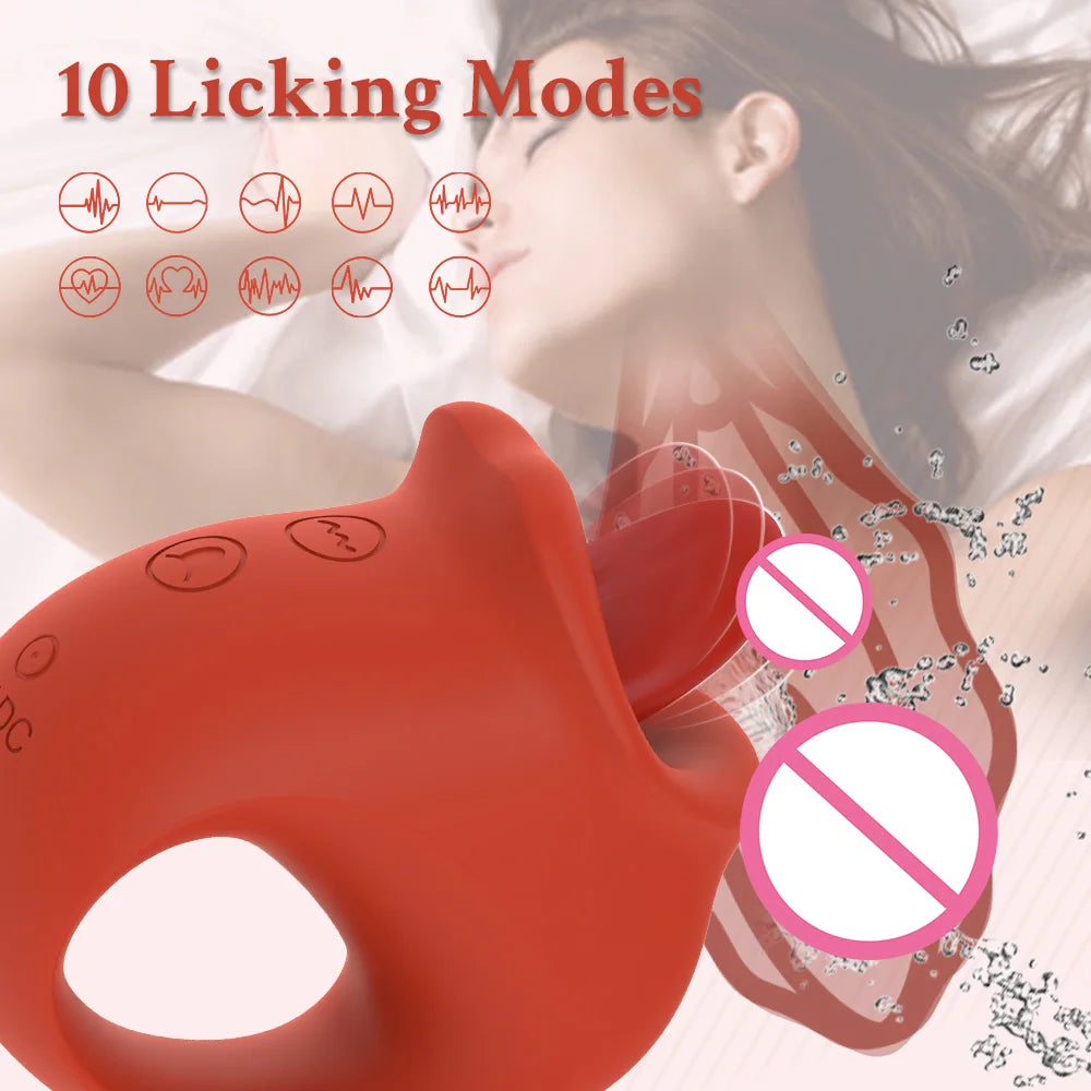 Rose Mouth Licking Vibrator G-Spot Nipple Clitoral Stimulator