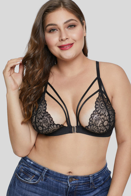 Black Floral Plus Size Bralette